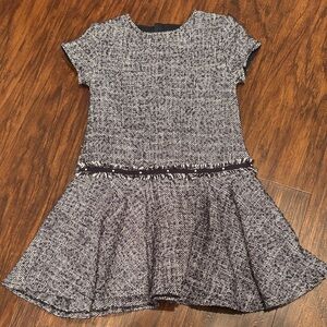 Girls Mayoral Tweed Dress in Navy and White
